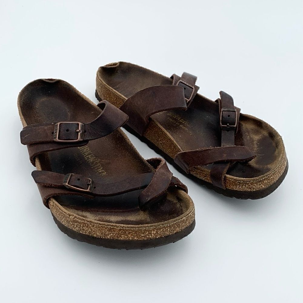 Birkenstock Mayari style brown leather shoes, women’s size 39